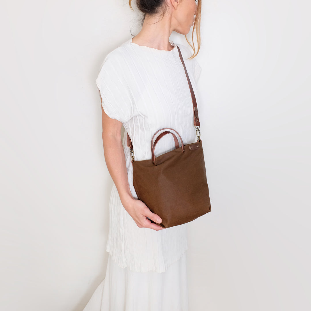 Hugo - bandolera y bolso de mano  marrón encerado