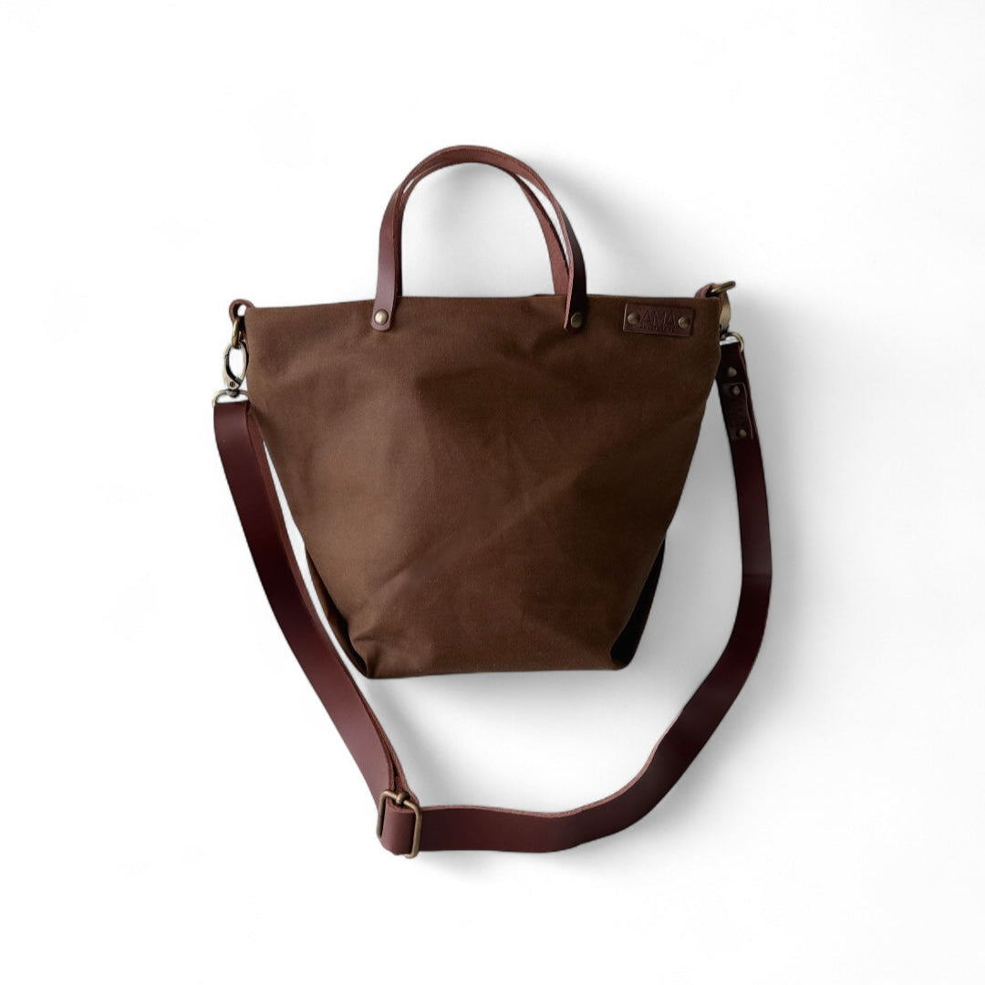 Hugo - bandolera y bolso de mano  marrón encerado