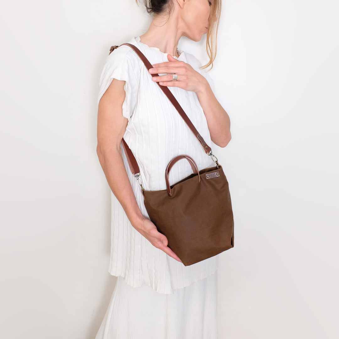 Hugo - bandolera y bolso de mano  marrón encerado