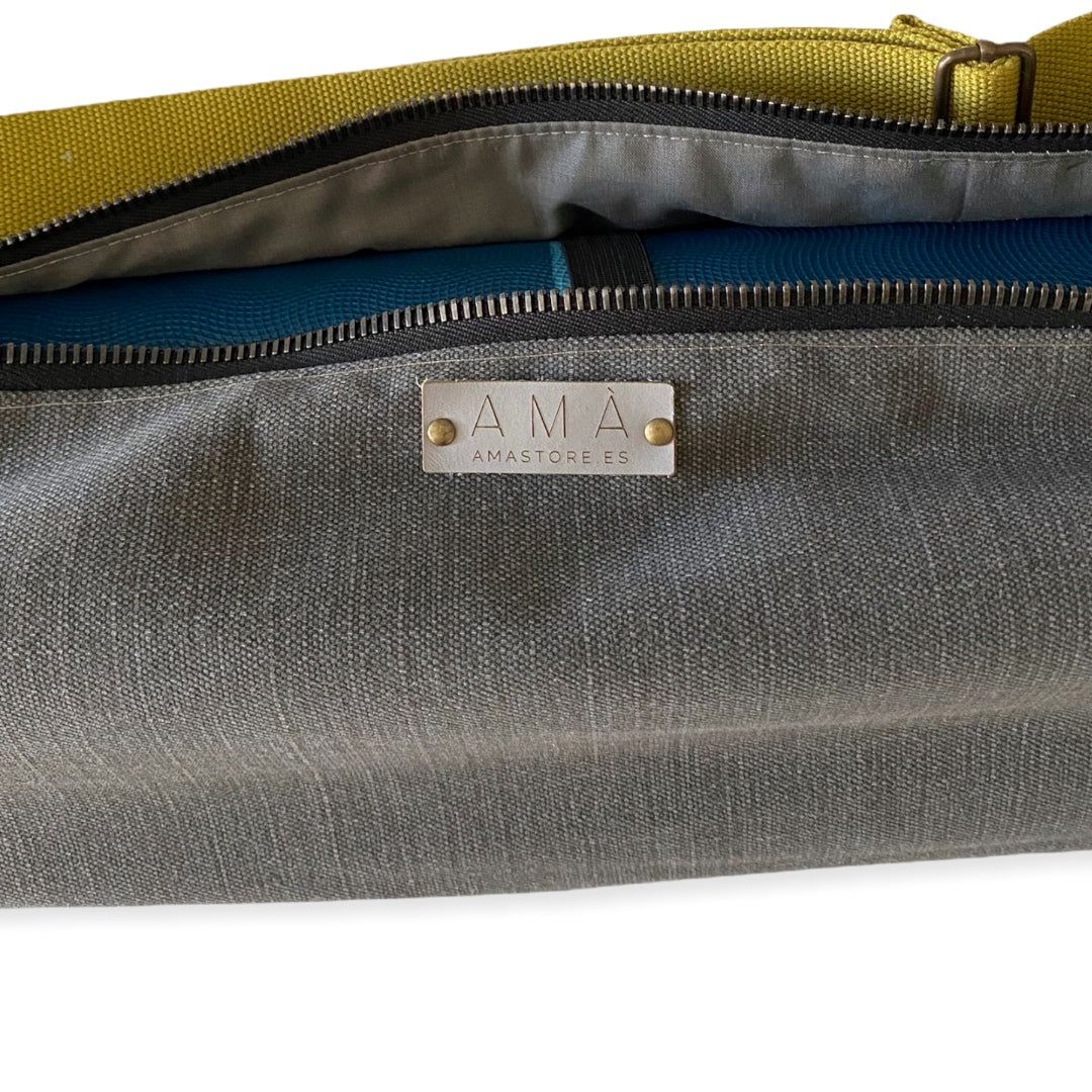 Bolsa Yoga Mat Loneta gris / mostaza