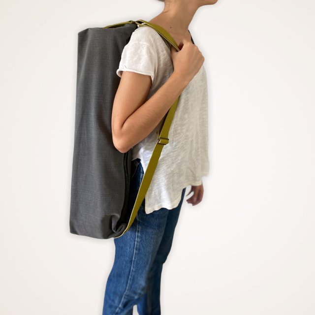 Bolsa Yoga Mat Loneta gris / mostaza