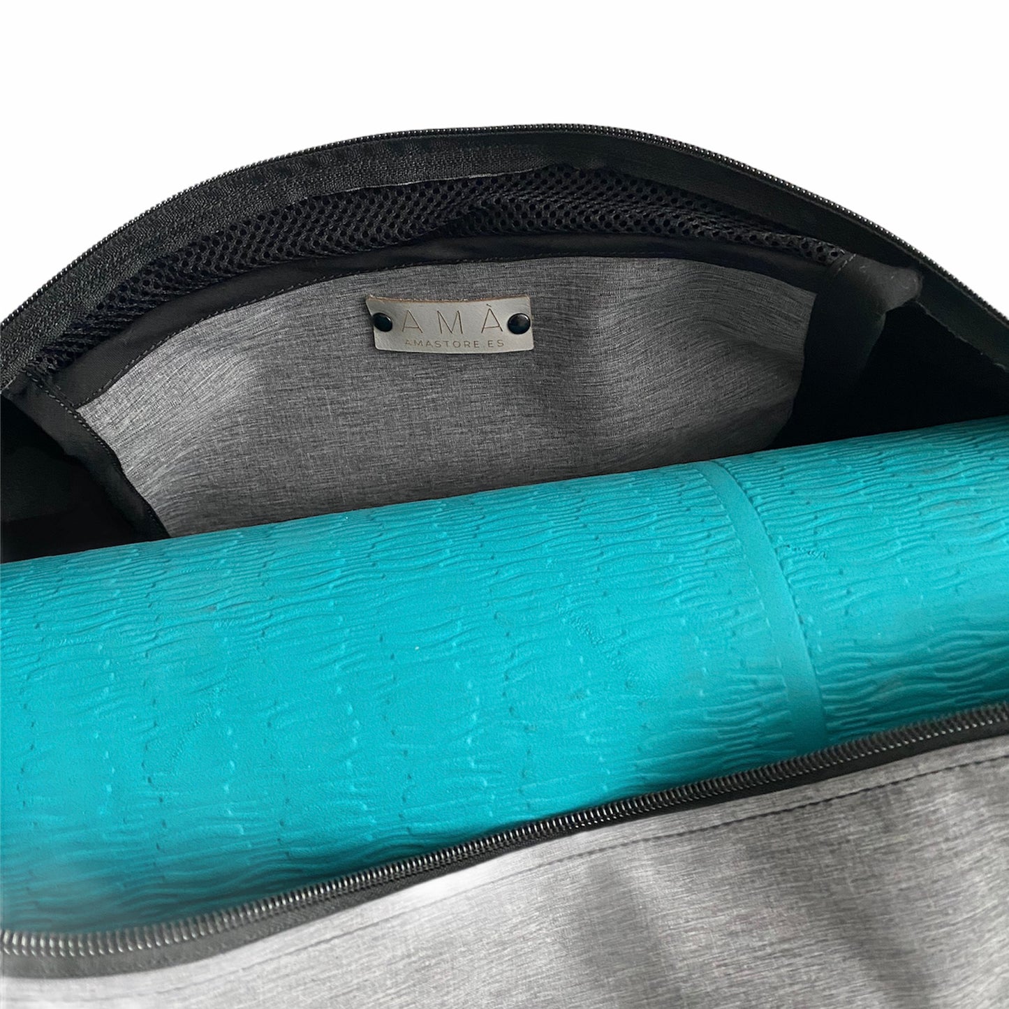 Bolsa esterilla yoga / entrenamiento neopreno negro o gris realizada a mano personalizada con tus iniciales