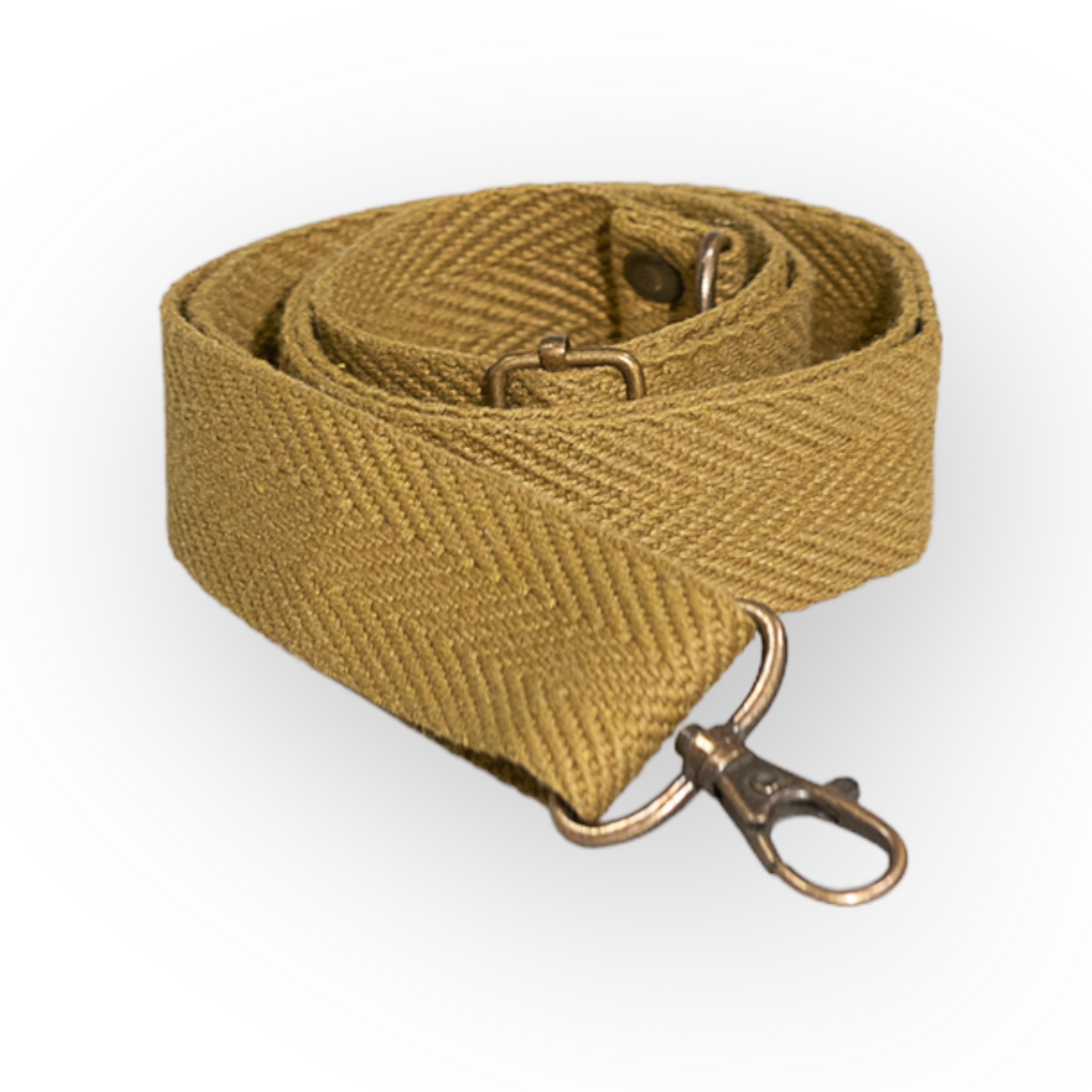 Correa bolso algodón mostaza oscura. Combina tu bolso con diferentes correas hechas a mano para darle personalidad a tu riñonera o bolso. Las asas están realizadas de algodón reciclado o de piel vaquetilla y regulador y 2 mosquetones en Oro Viejo.