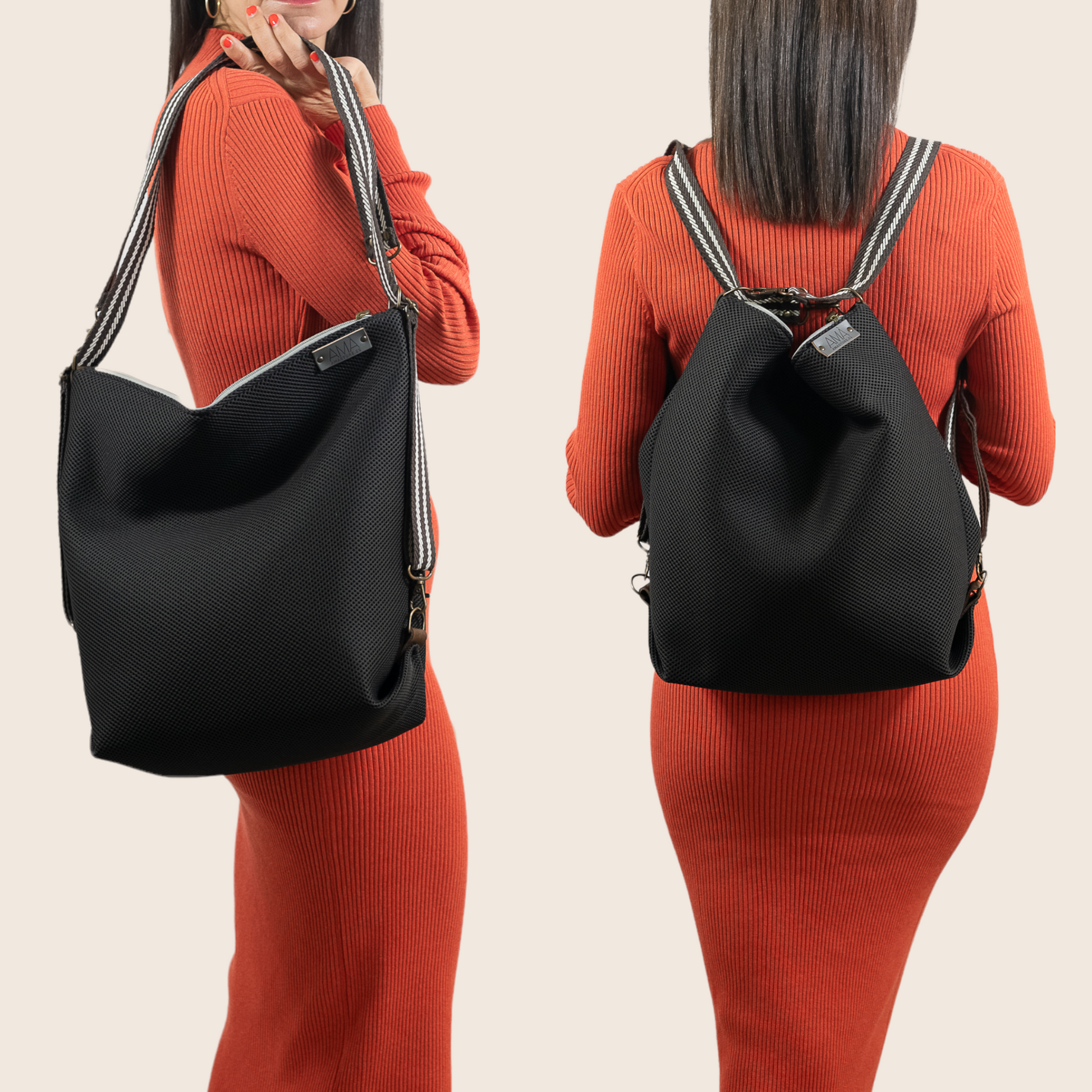 Bolso top mochila marron